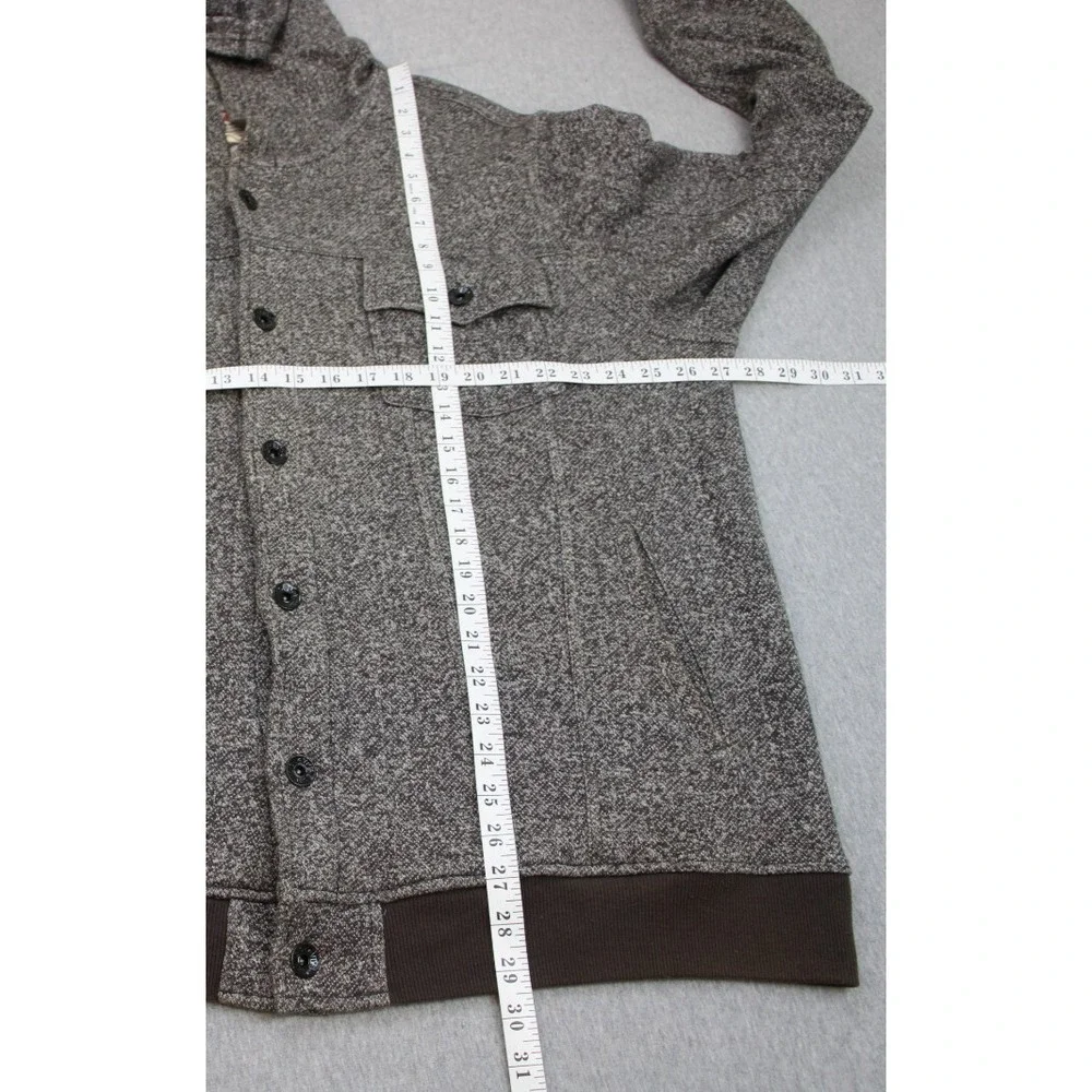 Levis Sweater Jacket Mens XL Gray Heathered Cotton Blend Hooded Button-Front
